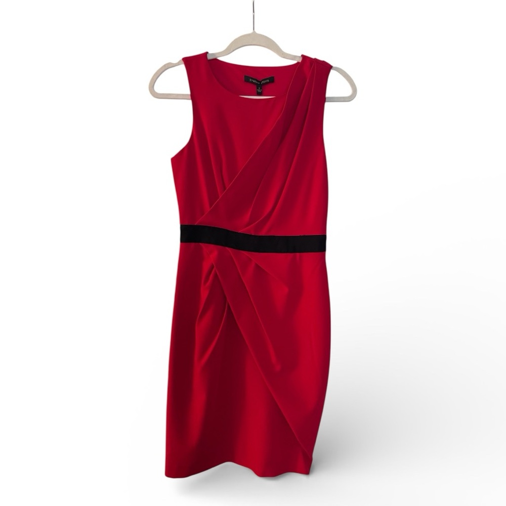 Cynthia Steffe Red Sheath Dress | Sleeveless | Colorblock Waist | Size XS